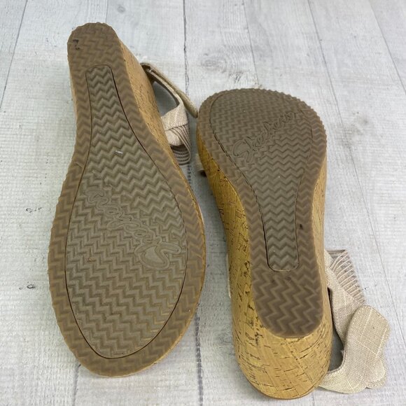 Skechers BEVERLEE Natural Cali Luxe Foam Cork Wedge Heel Platform Sandals Size 9 - Picture 11 of 16
